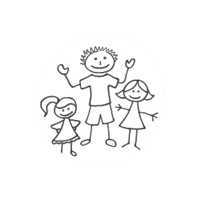 Un dessin vectoriel avec des enfants et un adulte
